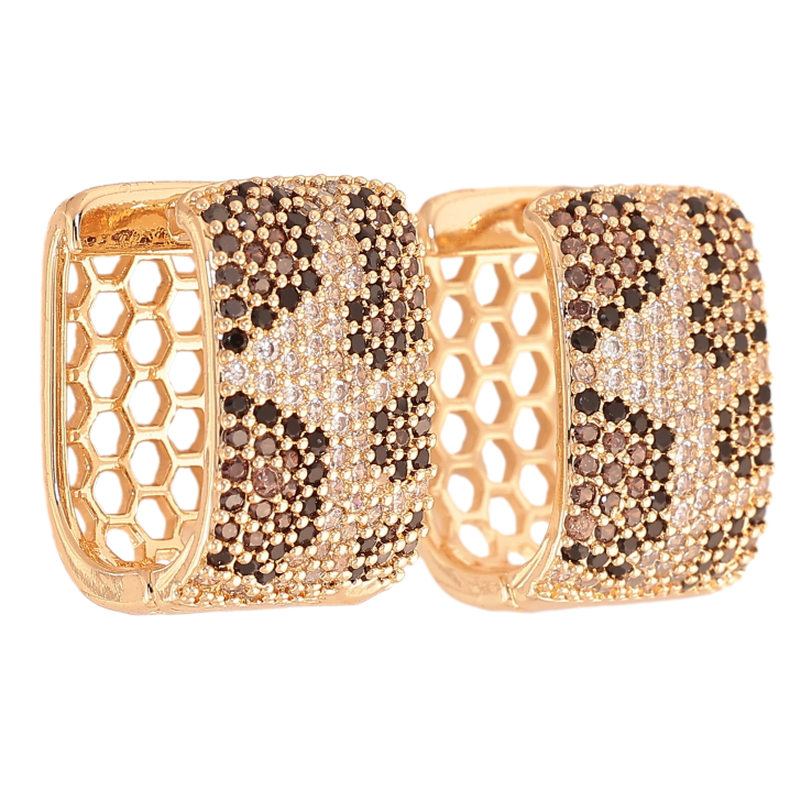 Сережки Нержавіюча сталь колечка "Зміїний візерунок кристалами" фото №3