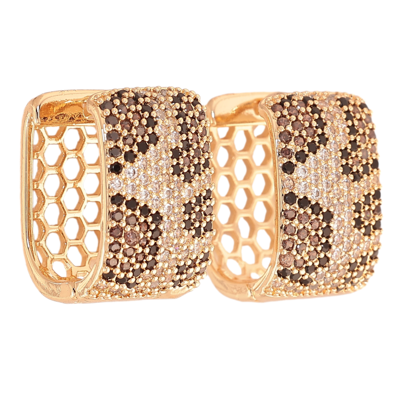 Сережки Нержавіюча сталь колечка "Зміїний візерунок кристалами" фото №1