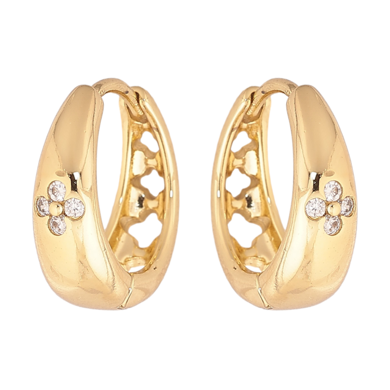 Сережки Xuping колір Позолота 14K колечка "Візерунок з кристалами" фото №1