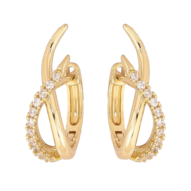 Сережки Xuping колір Позолота 14K англійський замок "Візерунок з кристалами" фото №9 Сережки Xuping колір Позолота 14K англійський замок "Візерунок з кристалами" фото №9