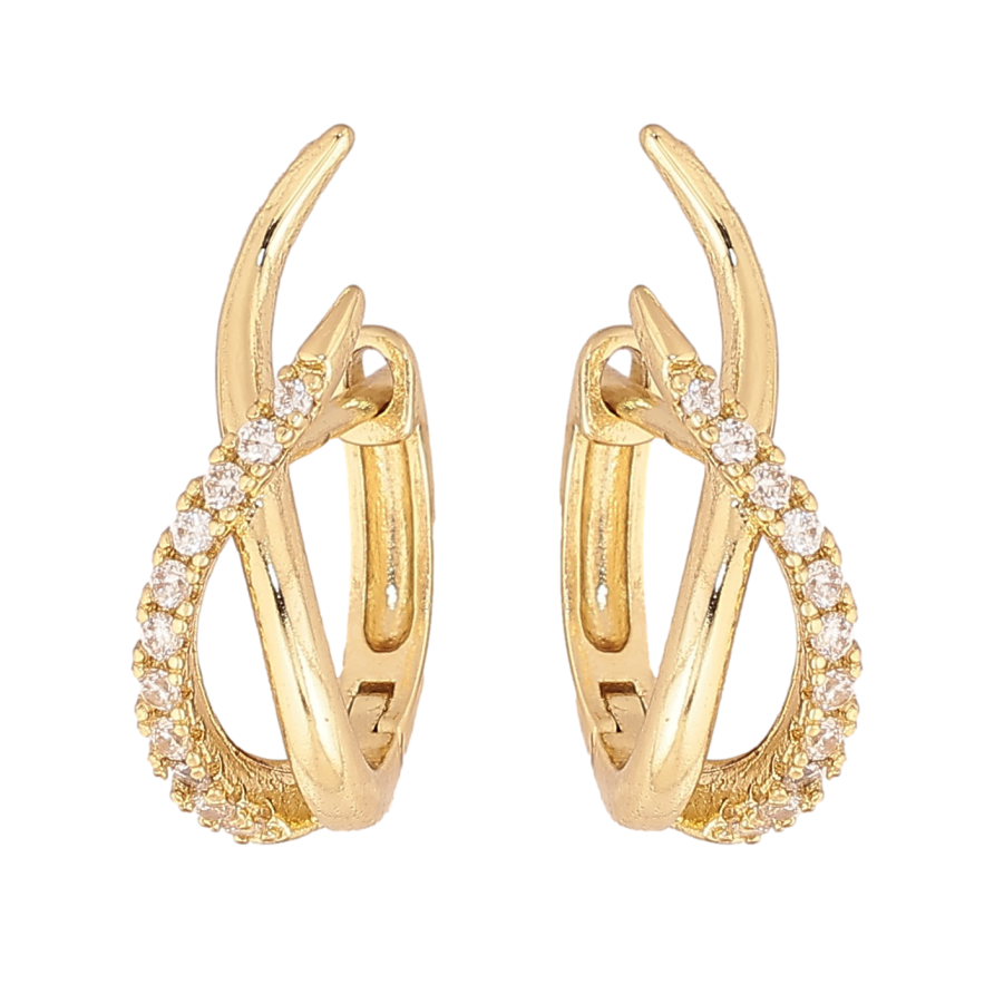 Сережки Xuping колір Позолота 14K англійський замок "Візерунок з кристалами" фото №1