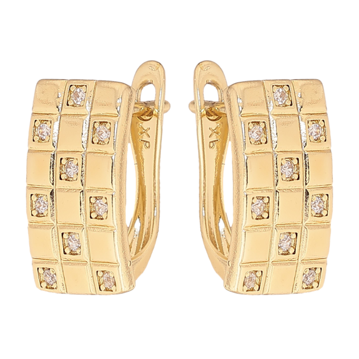 Сережки Xuping колір Позолота 14K англійський замок "Візерунок з кристалами" фото №18 Сережки Xuping колір Позолота 14K англійський замок "Візерунок з кристалами" фото №18