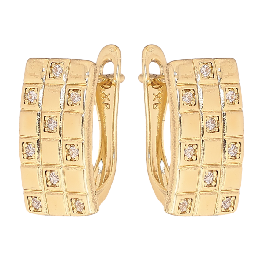 Сережки Xuping колір Позолота 14K англійський замок "Візерунок з кристалами" фото №1