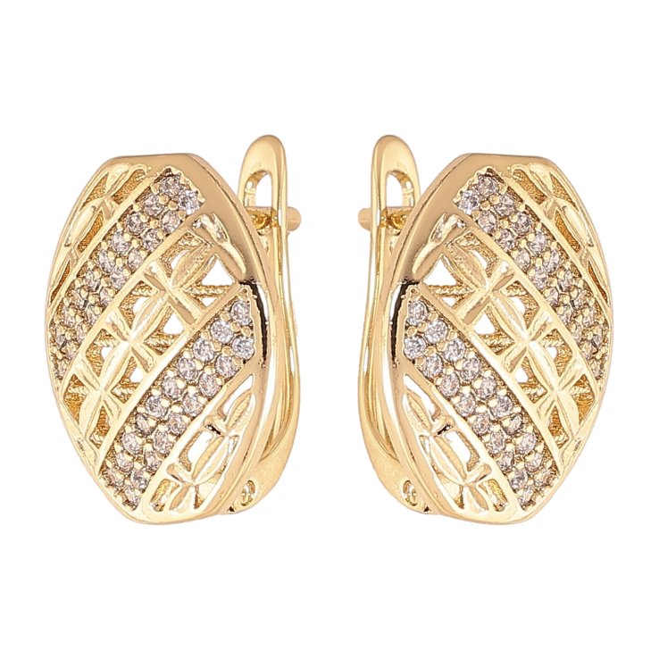 Сережки Xuping колір Позолота 14K англійський замок "Візерунок з кристалами" фото №21