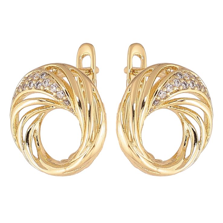 Сережки Xuping колір Позолота 14K англійський замок "Візерунок з кристалами" фото №18