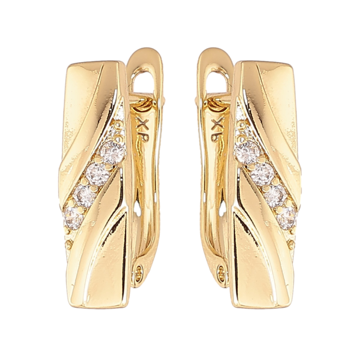 Сережки Xuping колір Позолота 14K англійський замок "Візерунок з кристалами" фото №16