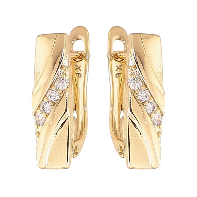 Серьги Xuping цвет Позолота 14K английский замок "Узор с кристаллами" фото №1