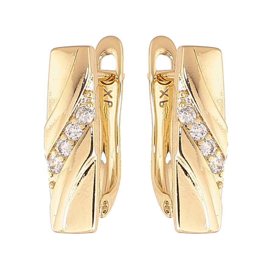 Сережки Xuping колір Позолота 14K англійський замок "Візерунок з кристалами" фото №1