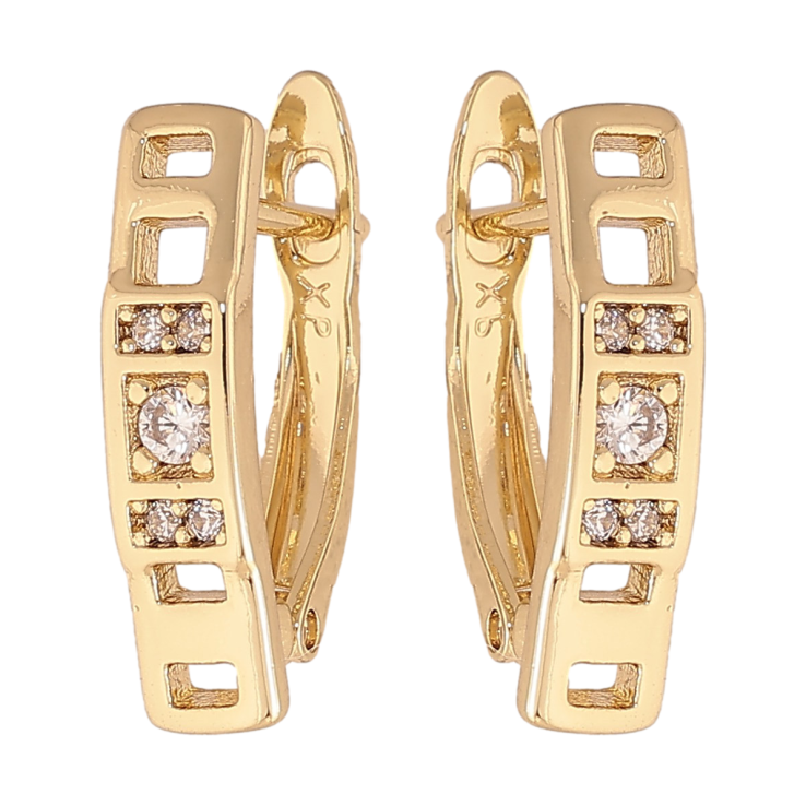 Сережки Xuping колір Позолота 14K англійський замок "Візерунок з кристалами" фото №14