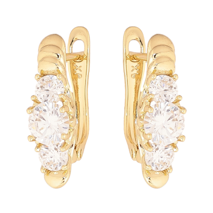 Сережки Xuping колір Позолота 14K англійський замок "Візерунок з кристалами" фото №10 Сережки Xuping колір Позолота 14K англійський замок "Візерунок з кристалами" фото №10