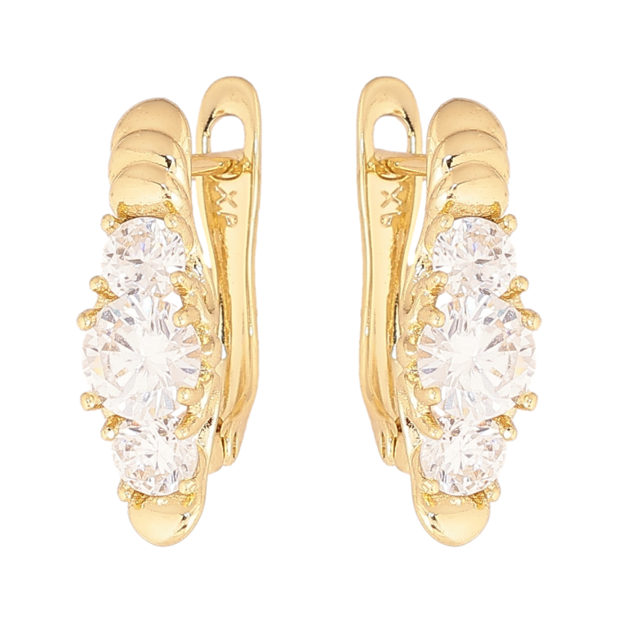 Сережки Xuping колір Позолота 14K англійський замок "Візерунок з кристалами" фото №1