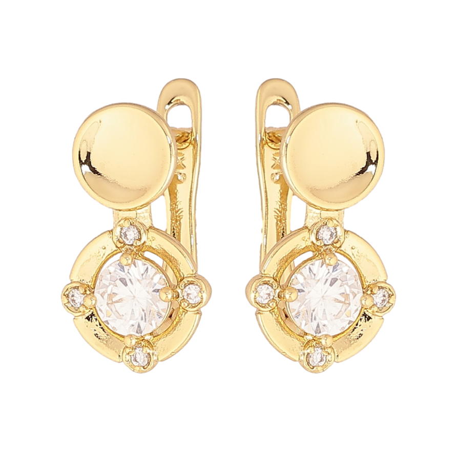 Сережки Xuping колір Позолота 14K англійський замок "Візерунок з кристалами" фото №1