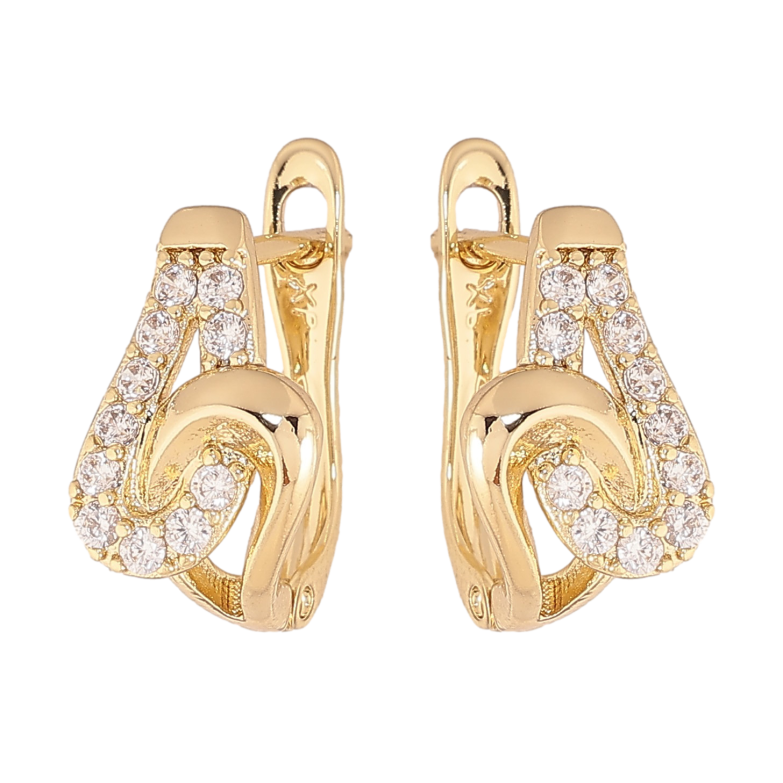 Серьги Xuping цвет Позолота 14K английский замок "Узор с кристаллами" фото №1