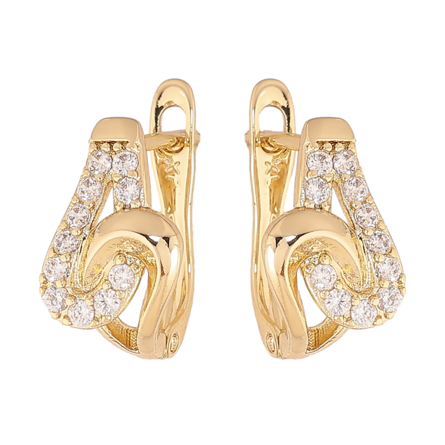 Сережки Xuping колір Позолота 14K англійський замок "Візерунок з кристалами" фото №1