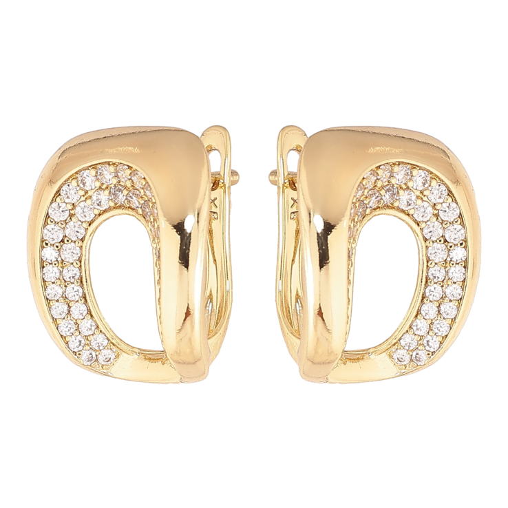 Сережки Xuping колір Позолота 14K англійський замок "Візерунок з кристалами" фото №23