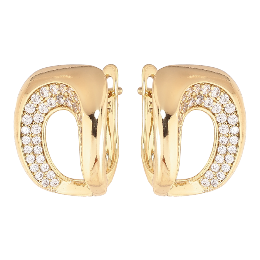 Сережки Xuping колір Позолота 14K англійський замок "Візерунок з кристалами" фото №1