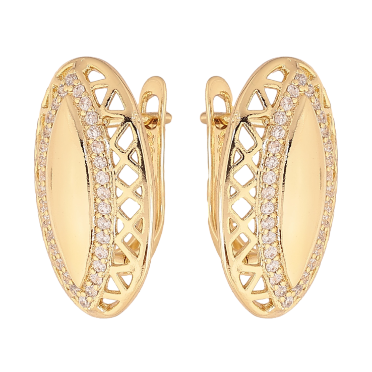 Сережки Xuping колір Позолота 14K англійський замок "Візерунок з кристалами" фото №13 Сережки Xuping колір Позолота 14K англійський замок "Візерунок з кристалами" фото №13