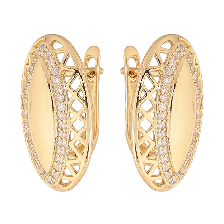 Сережки Xuping колір Позолота 14K англійський замок "Візерунок з кристалами" фото №1