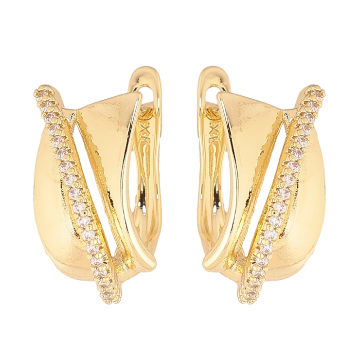 Сережки Xuping колір Позолота 14K англійський замок "Візерунок з кристалами" фото №13 Сережки Xuping колір Позолота 14K англійський замок "Візерунок з кристалами" фото №13