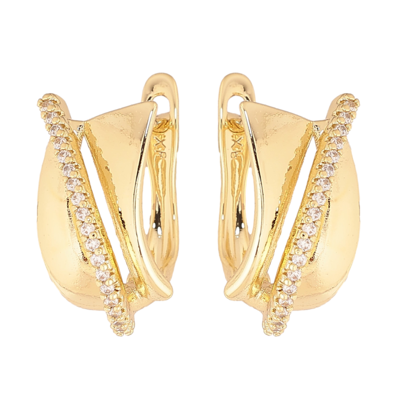 Сережки Xuping колір Позолота 14K англійський замок "Візерунок з кристалами" фото №1