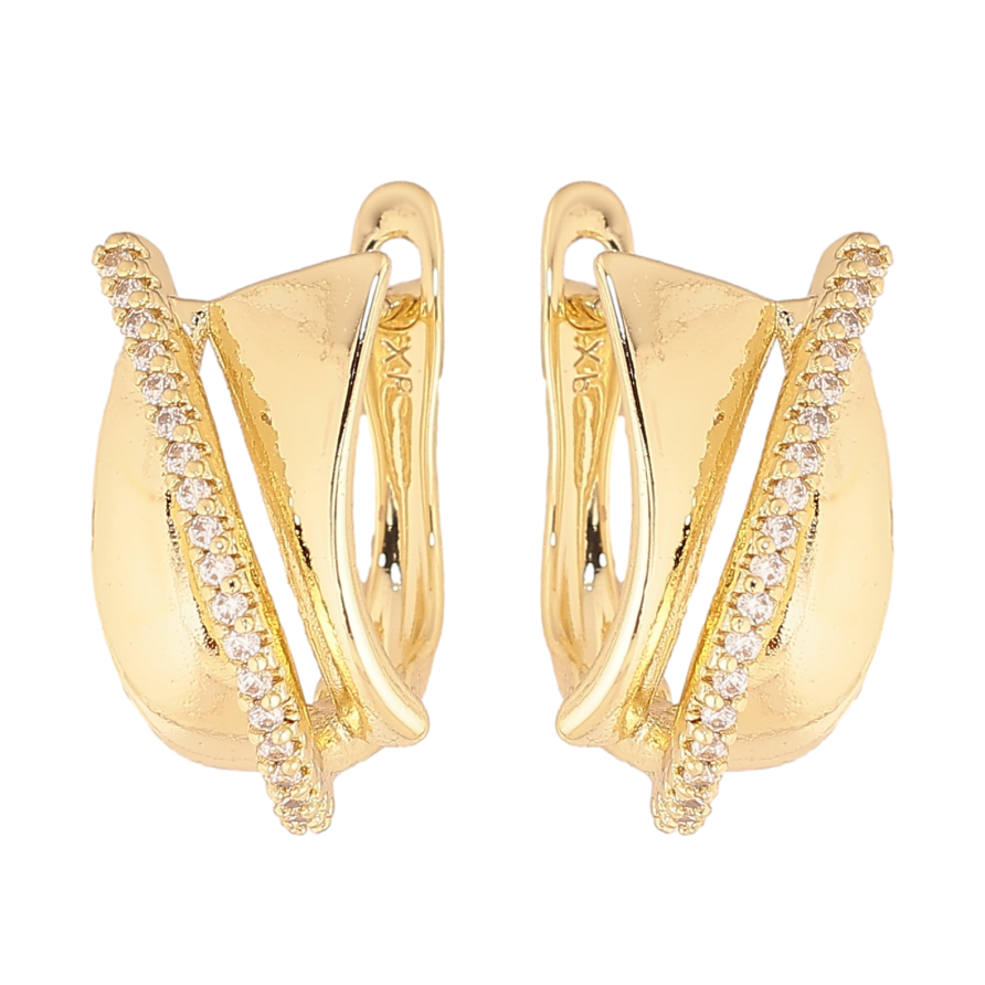 Сережки Xuping колір Позолота 14K англійський замок "Візерунок з кристалами" фото №1