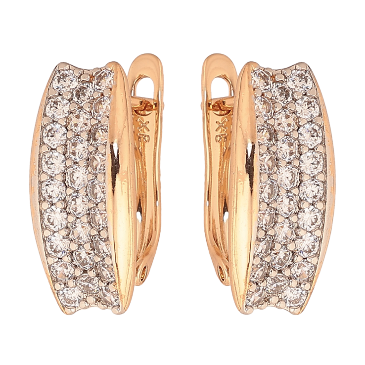 Серьги Xuping цвет Позолота 18K + Родий английский замок "Инкрустация кристаллами" фото №8