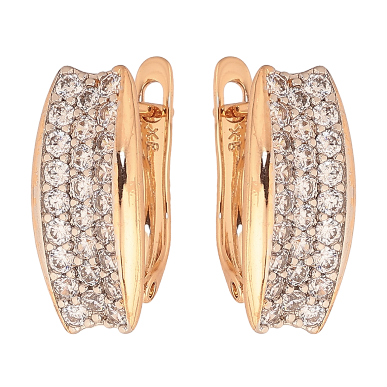 Сережки Xuping колір Позолота 18K + Родій англійський замок "Інкрустація кристалами" фото №1