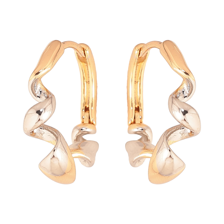 Серьги Xuping цвет Позолота 18K + Родий колечки "Спиральный узор" фото №9 Серьги Xuping цвет Позолота 18K + Родий колечки "Спиральный узор" фото №9