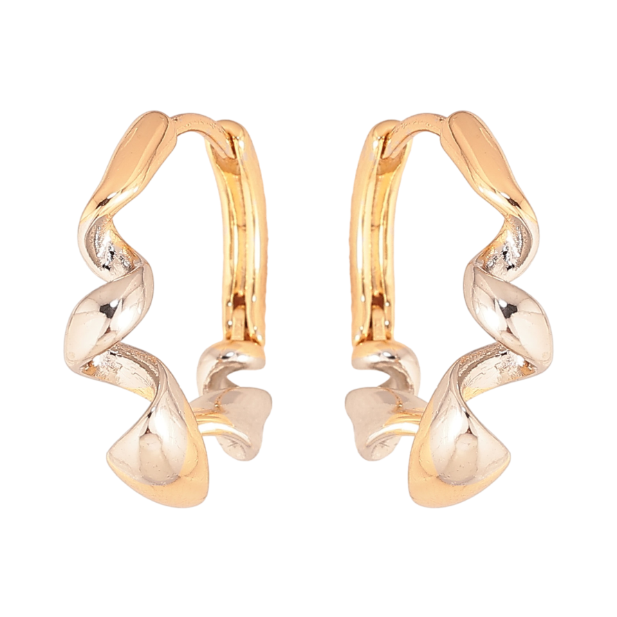 Серьги Xuping цвет Позолота 18K + Родий колечки "Спиральный узор" фото №1 Серьги Xuping цвет Позолота 18K + Родий колечки "Спиральный узор" фото №1