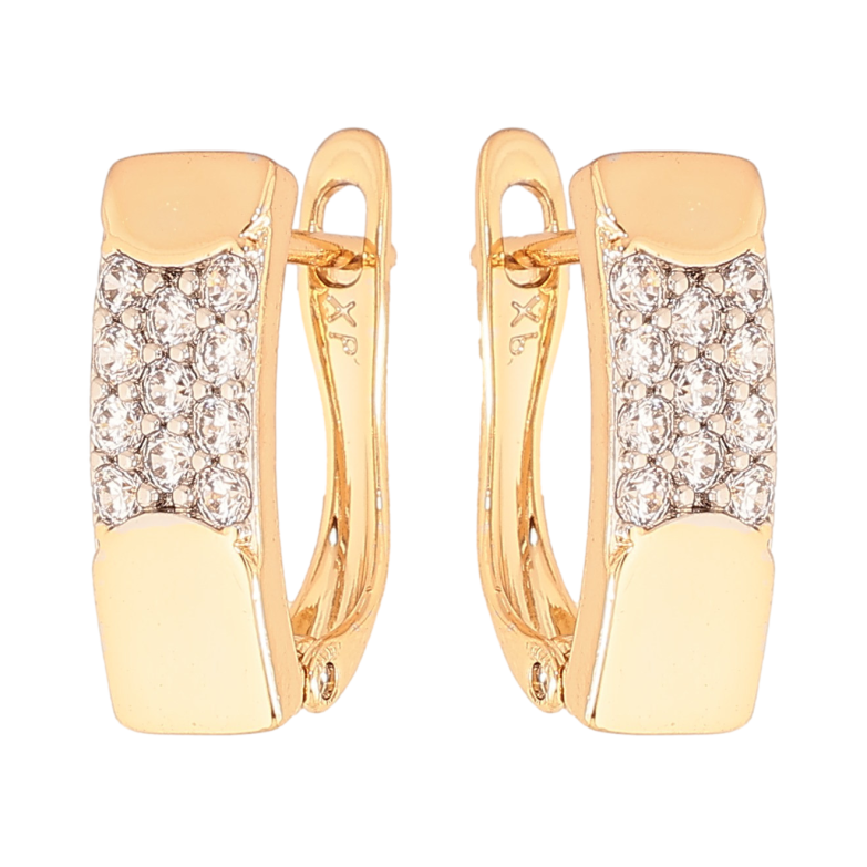 Сережки Xuping колір Позолота 18K + Родій англійський замок "Візерунок з кристалами" фото №1