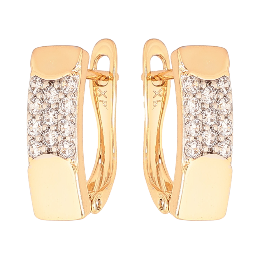 Сережки Xuping колір Позолота 18K + Родій англійський замок "Візерунок з кристалами" фото №1