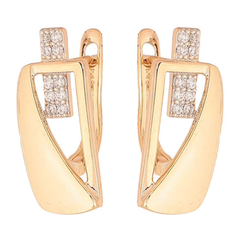 Сережки Xuping колір Позолота 18K + Родій англійський замок "Візерунок з кристалами" фото №1