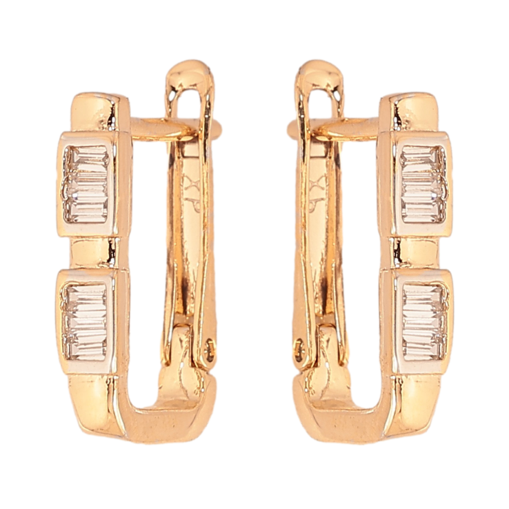 Серьги Xuping цвет Позолота 18K + Родий английский замок "Узор с кристаллами" фото №24