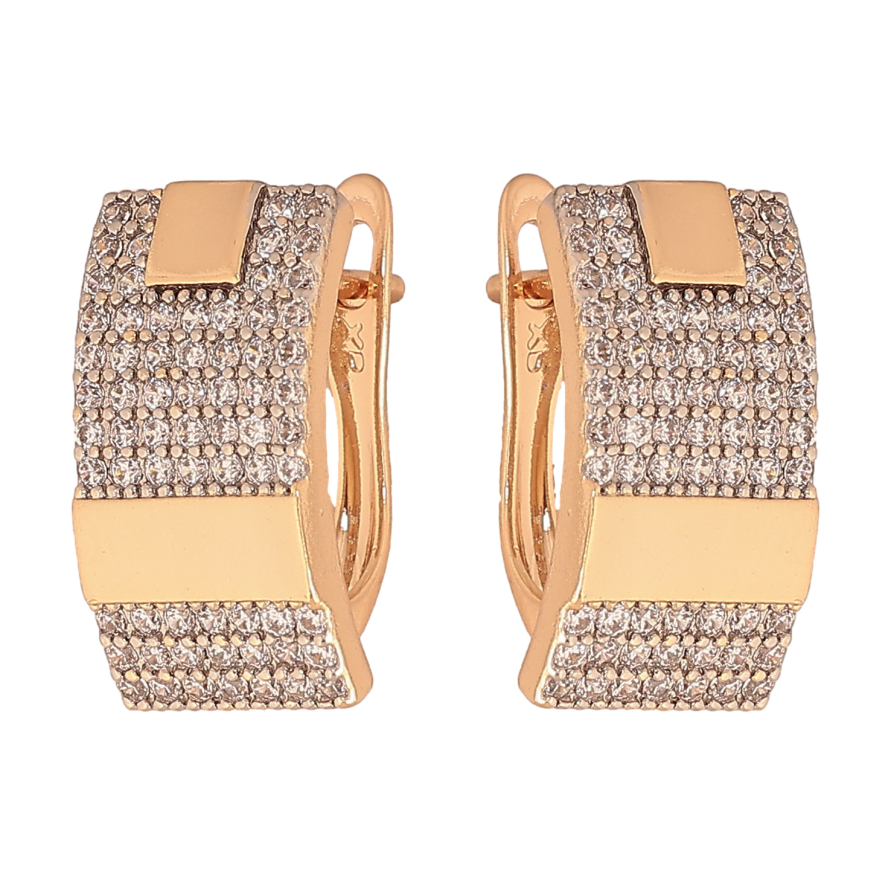 УЦЕНКА! Серьги Xuping цвет Позолота 18K + Родий английский замок "Инкрустация кристаллами" фото №1