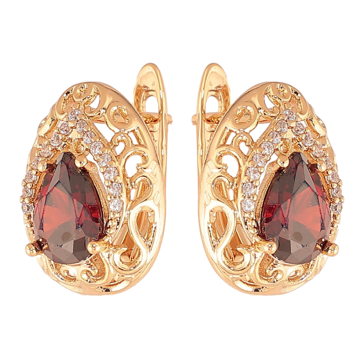 Серьги Xuping цвет Позолота 18K английский замок "Ажурные капельки с красными кристаллами" фото №13 Серьги Xuping цвет Позолота 18K английский замок "Ажурные капельки с красными кристаллами" фото №13