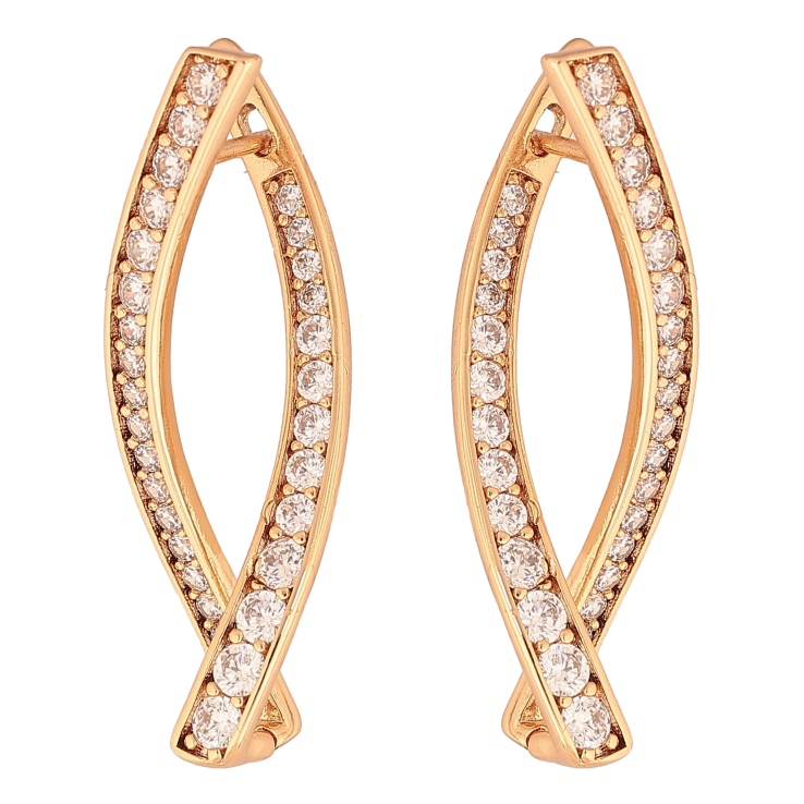 Серьги Xuping цвет Позолота 18К английский замок "Дорожки кристаллов" фото №4