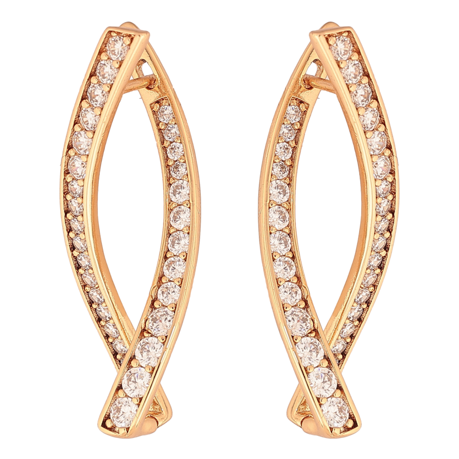 Серьги Xuping цвет Позолота 18К английский замок "Дорожки кристаллов" фото №1 Серьги Xuping цвет Позолота 18К английский замок "Дорожки кристаллов" фото №1