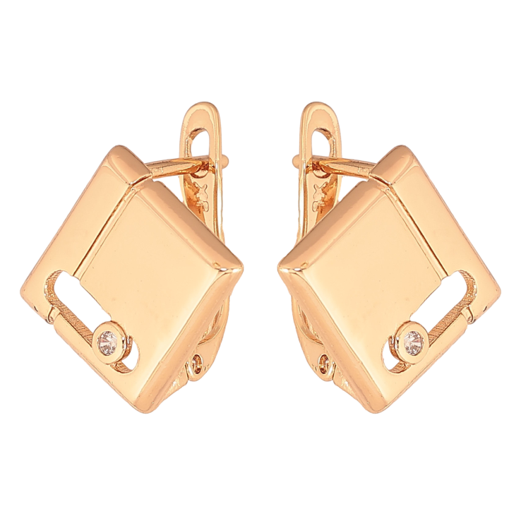 Серьги Xuping цвет Позолота 18К английский замок "Ромбы с узором" фото №8