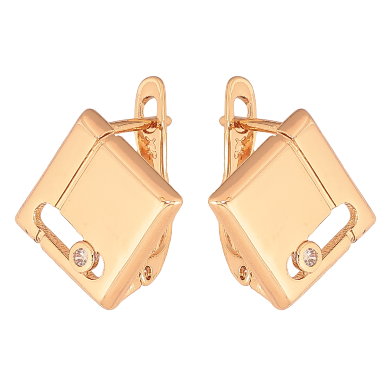 Сережки Xuping колір Позолота 18К англійський замок "Ромби з візерунком" фото №1