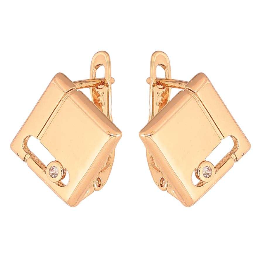 Серьги Xuping цвет Позолота 18К английский замок "Ромбы с узором" фото №1