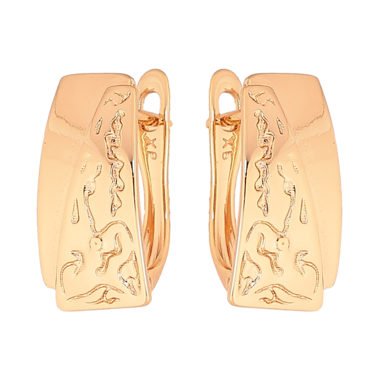 Серьги Xuping цвет Позолота 18К английский замок "Декоративный узор" фото №5