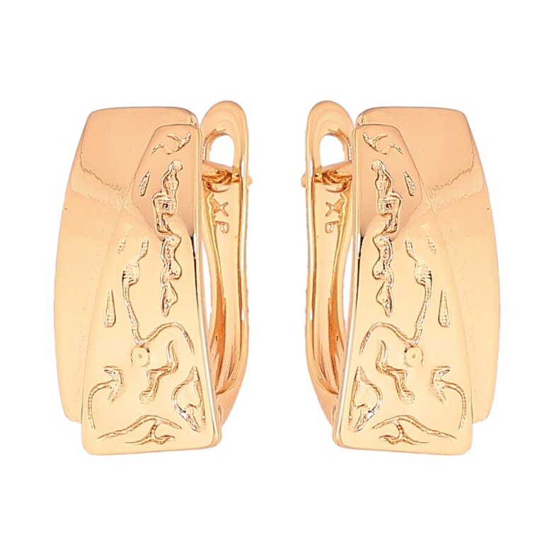 Серьги Xuping цвет Позолота 18К английский замок "Декоративный узор" фото №1