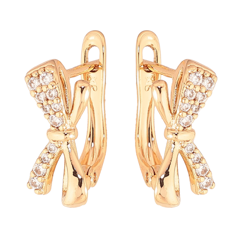 Серьги Xuping цвет Позолота 18K английский замок "Банты" фото №1