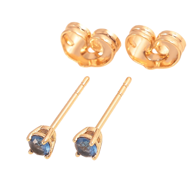 Серьги Xuping цвет Позолота 18К пусеты "Синие кристаллы в 4-х крапановой оправе" ø 3мм фото №20