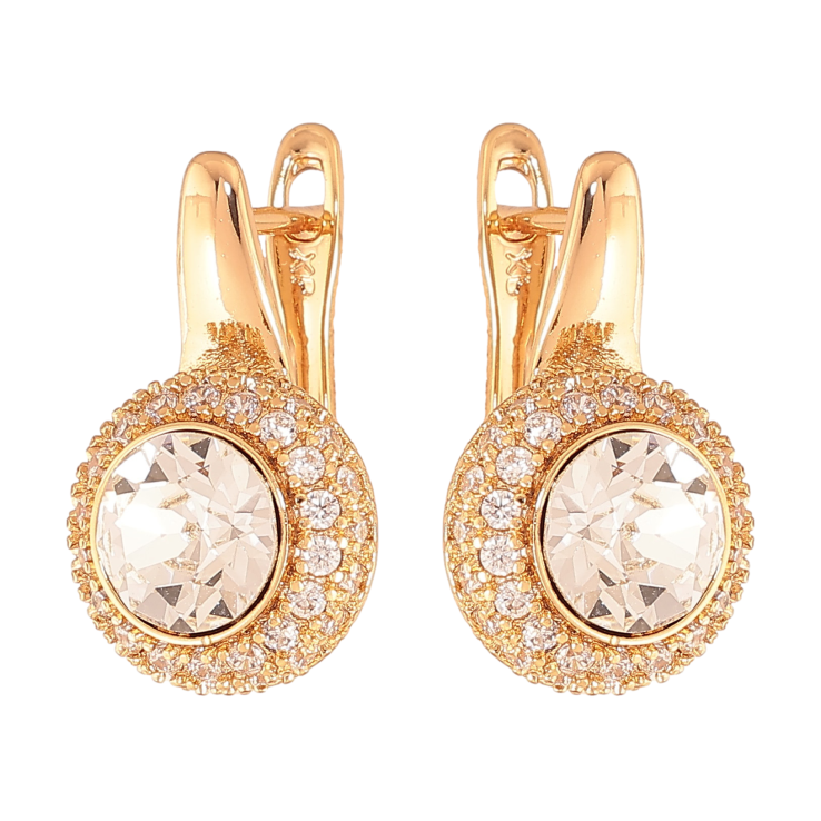 Сережки Xuping колір Позолота 18K англійський замок "Кристали в обрамленні дрібних кристалів" фото №24