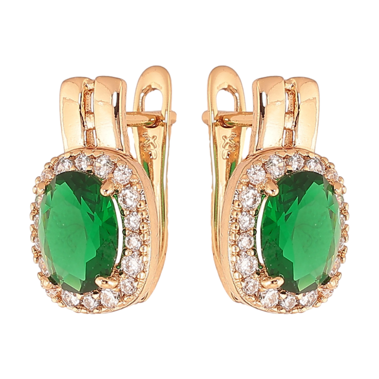 Серьги Xuping цвет Позолота 18K английский замок "Зеленые кристаллы в обрамлении" фото №24 Серьги Xuping цвет Позолота 18K английский замок "Зеленые кристаллы в обрамлении" фото №24
