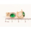 Серьги Xuping цвет Позолота 18K английский замок "Зеленые кристаллы в обрамлении" фото №2