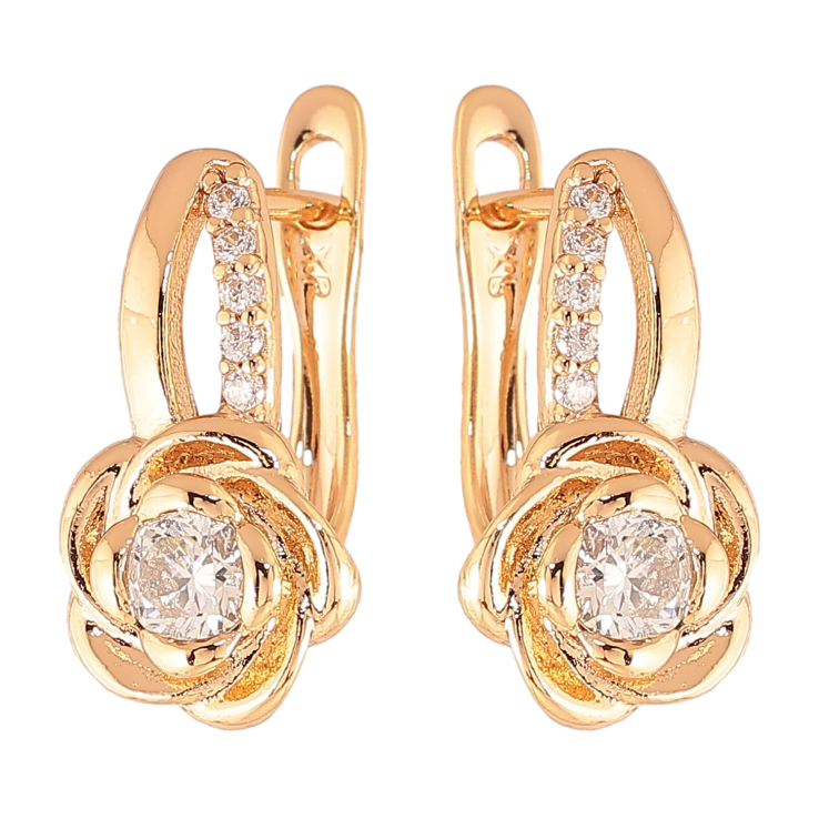 Серьги Xuping цвет Позолота 18K английский замок "Цветочки с кристаллами" фото №17 Серьги Xuping цвет Позолота 18K английский замок "Цветочки с кристаллами" фото №17