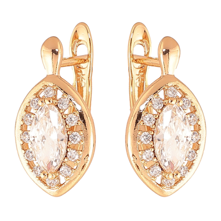 Серьги Xuping цвет Позолота 18K английский замок "Кристаллы в обрамлении" фото №10