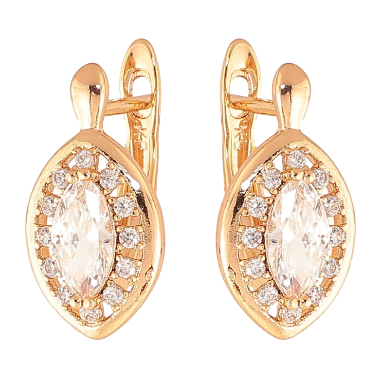 Серьги Xuping цвет Позолота 18K английский замок "Кристаллы в обрамлении" фото №1